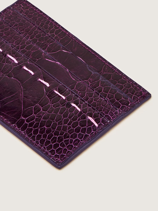Card Holder - Ostrich Shin African Violet Sun
