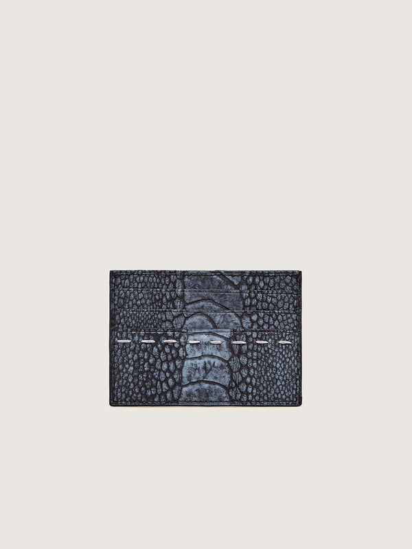 Card Holder - Ostrich Shin Black Stonewash
