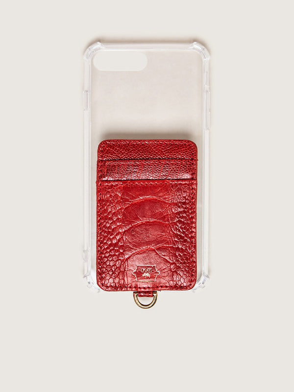 Phone Wallet - Flame Red Ostrich Shin